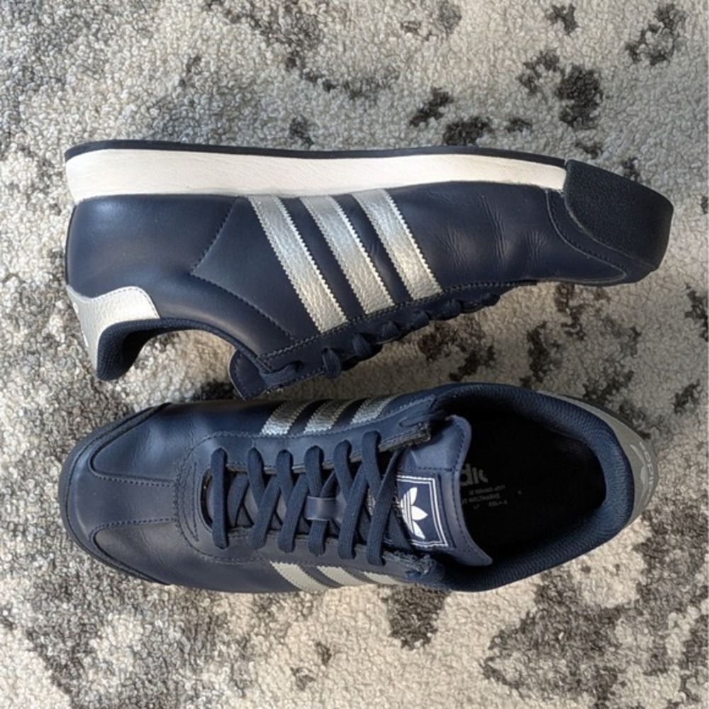 Adidas Samoa Navy Silver Men's Athletic Lifestyle‎ Sneakers Shoes Size 9.5